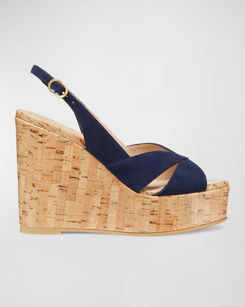 Carmen Suede Slingback Wedge Sandals
